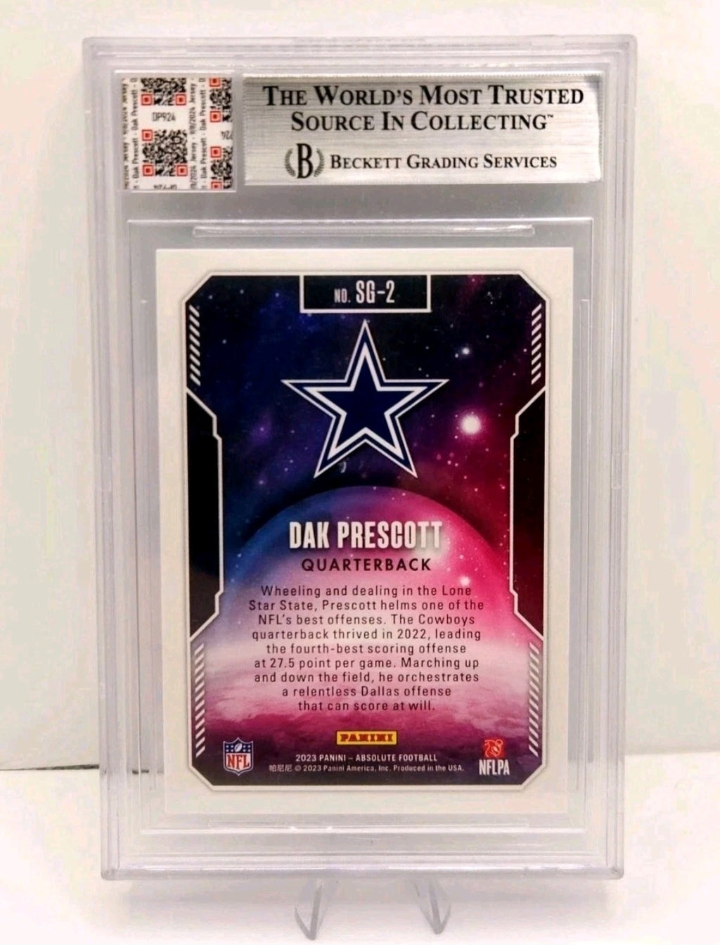 Dak Prescott - Cowboys 2023 Panini Absolute Star Gazing JF Game Worn Jersey Patch Card