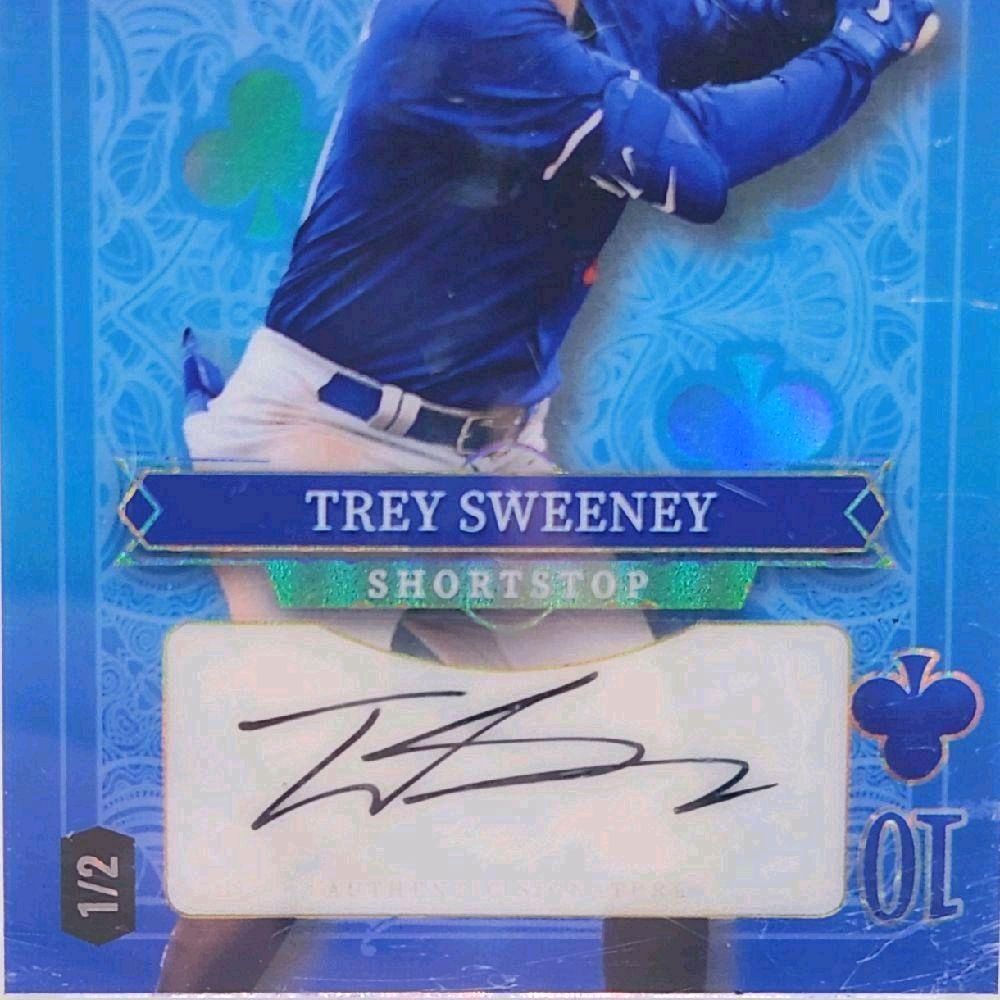 Trey Sweeney Detroit Tigers 2024 Wild Card "5 Stacked Deck" PRC Blue Foil Ace of Club (case hit) Autographed 1 of 2 Rookie Card