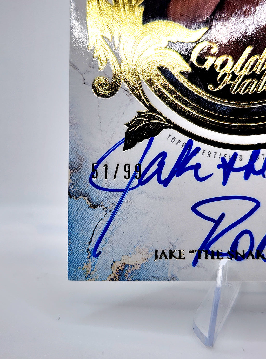 Jake "The Snake Roberts"- 2025 Topps WWE Royalty Gold Hall Autographed & Inscribed 51 of 99 Card