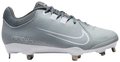 Nike Women's Hyperdiamond 4 Pro Metal in the Wolf Grey / White / Cool Grey colorway Softball/ Baseball Cleats