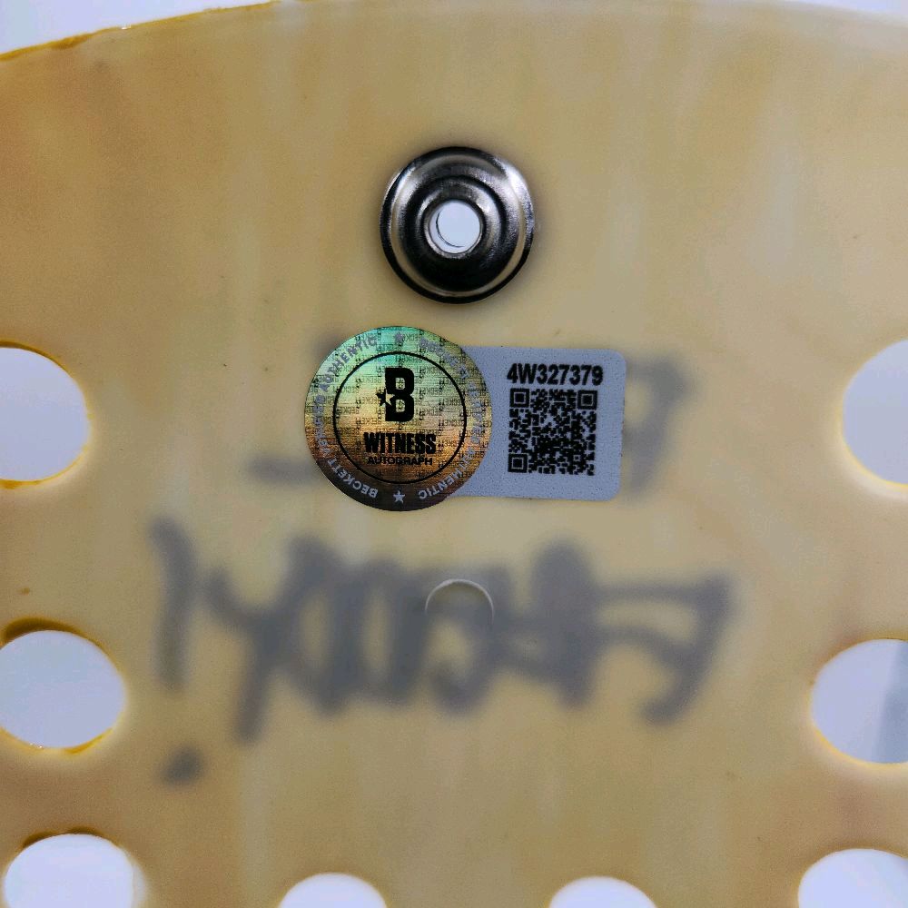 Friday The 13th Movie Jason Classic Yellow Hockey Mask Autographed / Inscribed "Fuck Freddy & Jason 1" By The Original Actor & Movie Icon Ari Lehman Beckett Authenticated