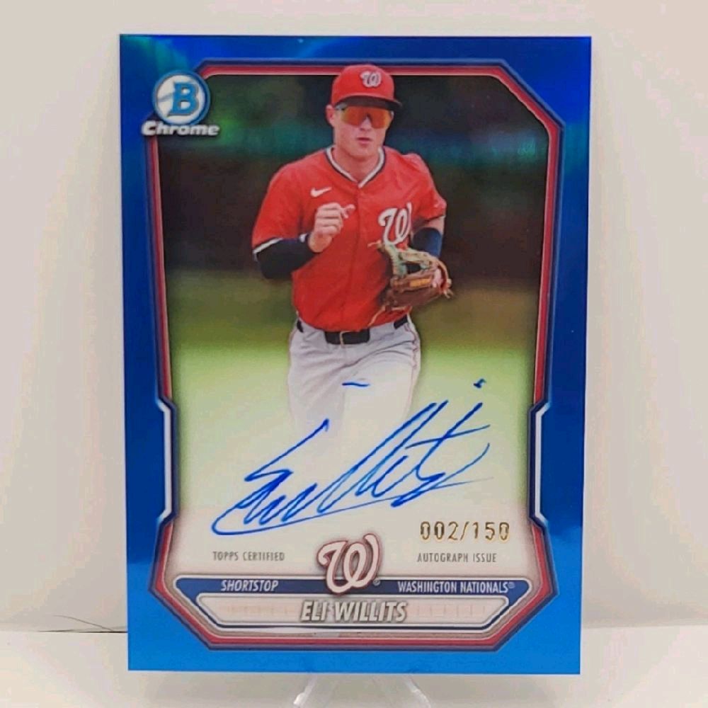 Eli Willits Nationals 2026 Bowman Chrome True Blue Autograph 002 Of 150 SP Card