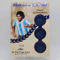 Diego Maradona - 2025 Leaf In The Game-Used Sports "Heroes Of History" Argentina Triple Jersey Patch Diego numbered to 3 of 35 Card