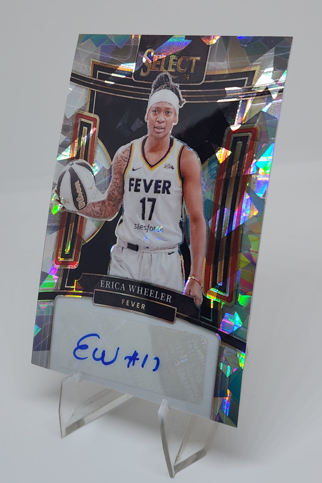 Erica Wheeler Indiana Fever 2024 Panini Select Prizm Cracked Ice Auto Card