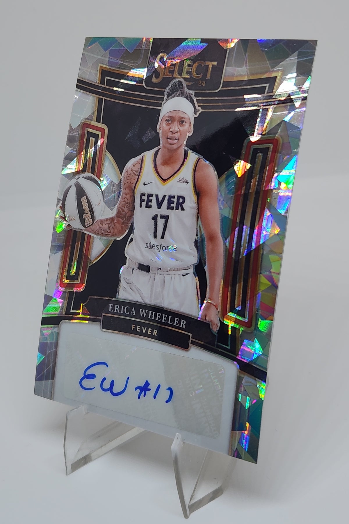 Erica Wheeler Indiana Fever 2024 Panini Select Prizm Cracked Ice Auto Card