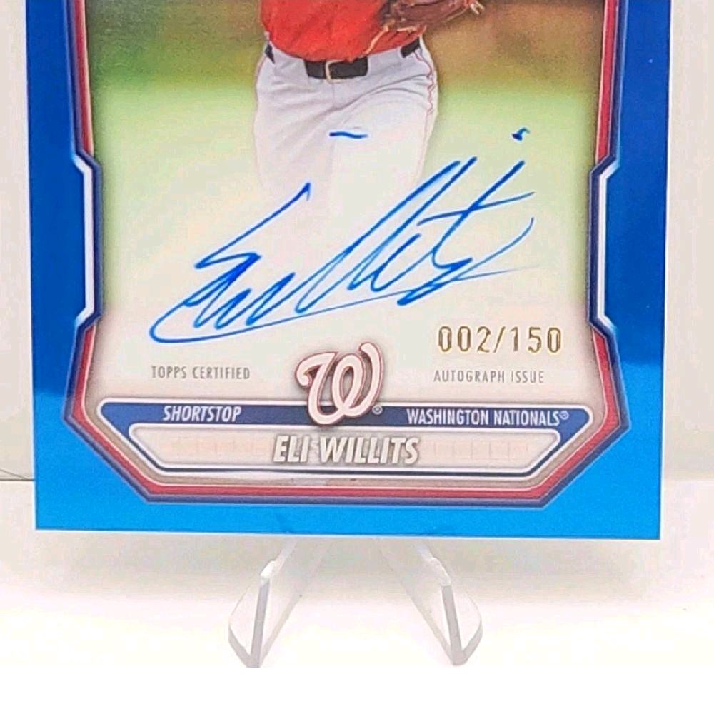 Eli Willits Nationals 2026 Bowman Chrome True Blue Autograph 002 Of 150 SP Card
