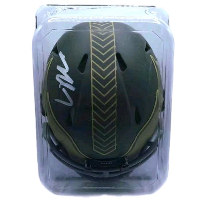 Michael Vick Autographed Philadelphia Eagles Salute To Service Matte Green Authentic Riddell 2025 Speed Helmet (Beckett Certified)