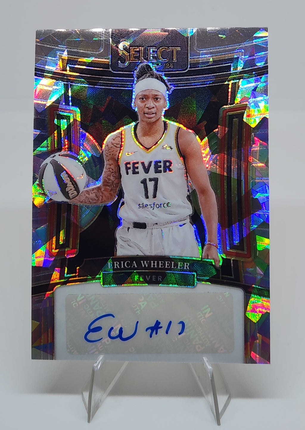 Erica Wheeler Indiana Fever 2024 Panini Select Prizm Cracked Ice Auto Card