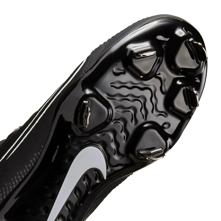 Nike Women's Hyperdiamond 4 Pro Metal in the Black / Pure Platinum/Iron Grey / Cool Grey Colorway Softball/ Baseball Cleats