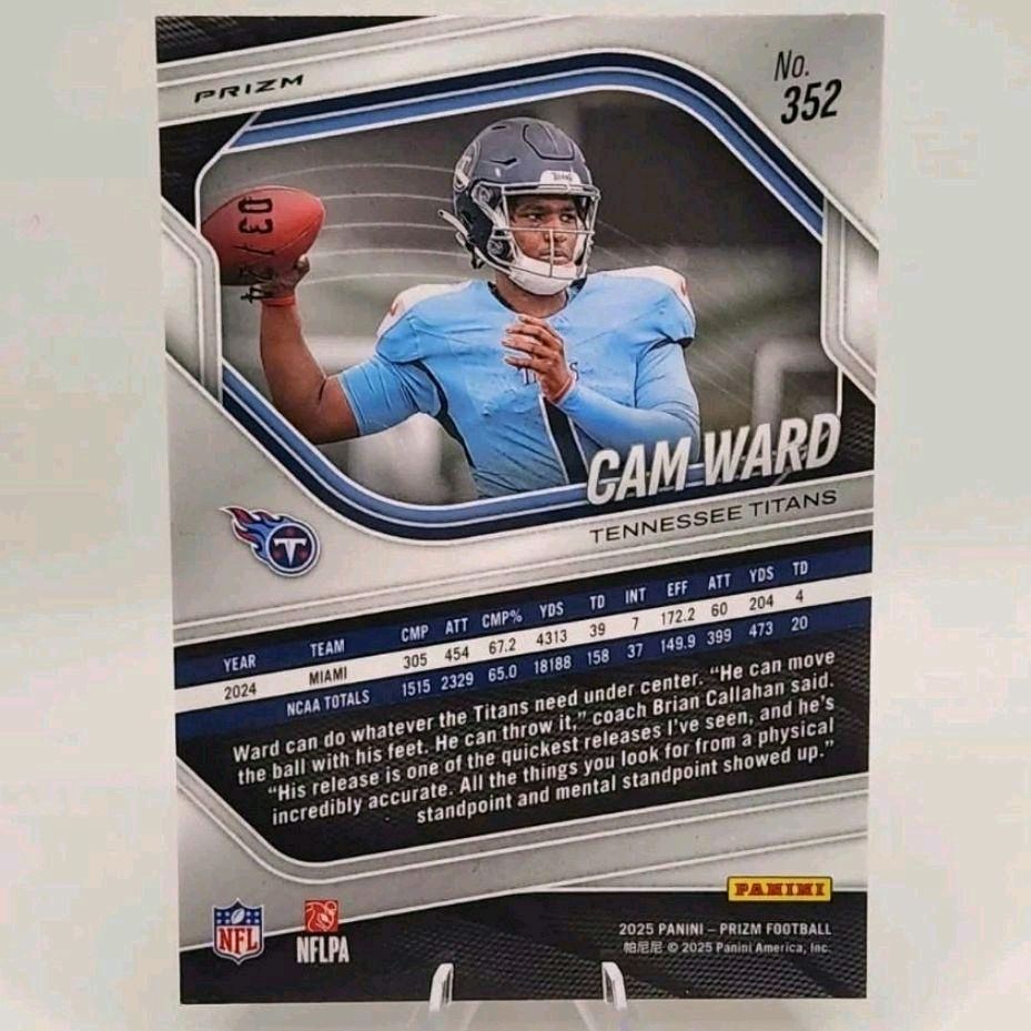 Cam Ward - Tennessee Titans 2025 Panini Prizm Silver Packs Gold Sparkle Prizm 3 of 24 Rookie Card
