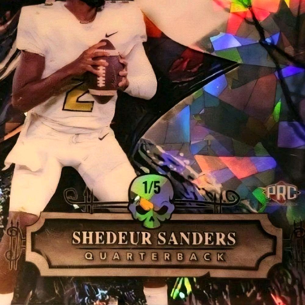 Shedeur Sanders Colorado Boulder - 2024 Wild Card Haunted Hits "Monster Hunt" Black & White Cracked Ice 1 of 5 Rookie Card