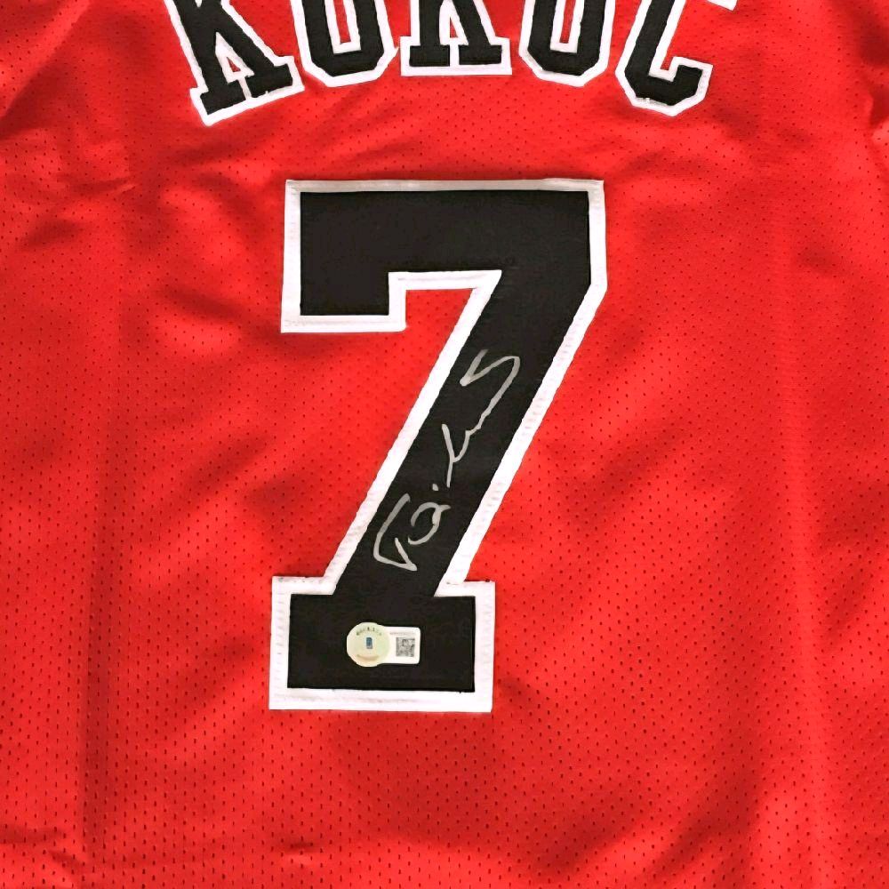 Toni Kukoc Holo Famer Autographed / Signed Red Chicago Bulls Custom Fully Stitched Basketball Jersey (Beckett)