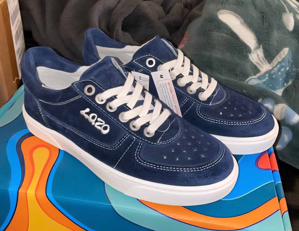 Lazo Women's Hypernova Sneaker Blue Suede Colorway On White Laces and Rubber Sole