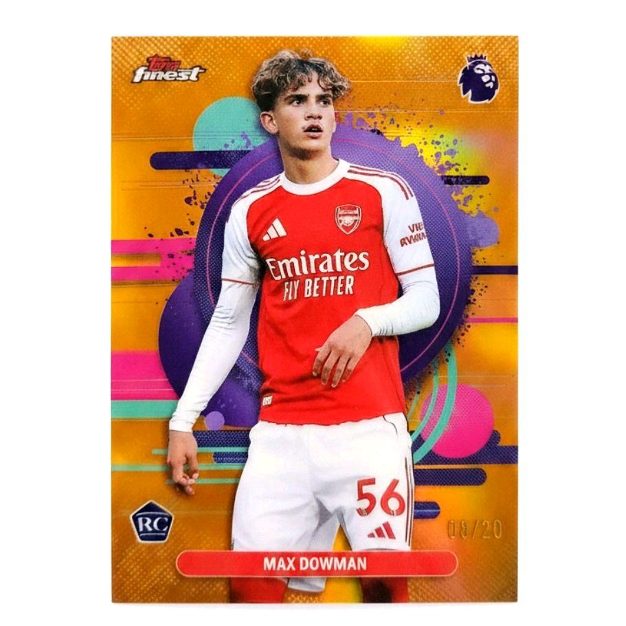Max Dowman Arsenal FC 2025-26 Topps Finest Premier League "Orange Refractor" Parallel (Ultra Rare Numbered To Only 5 of 20) Card