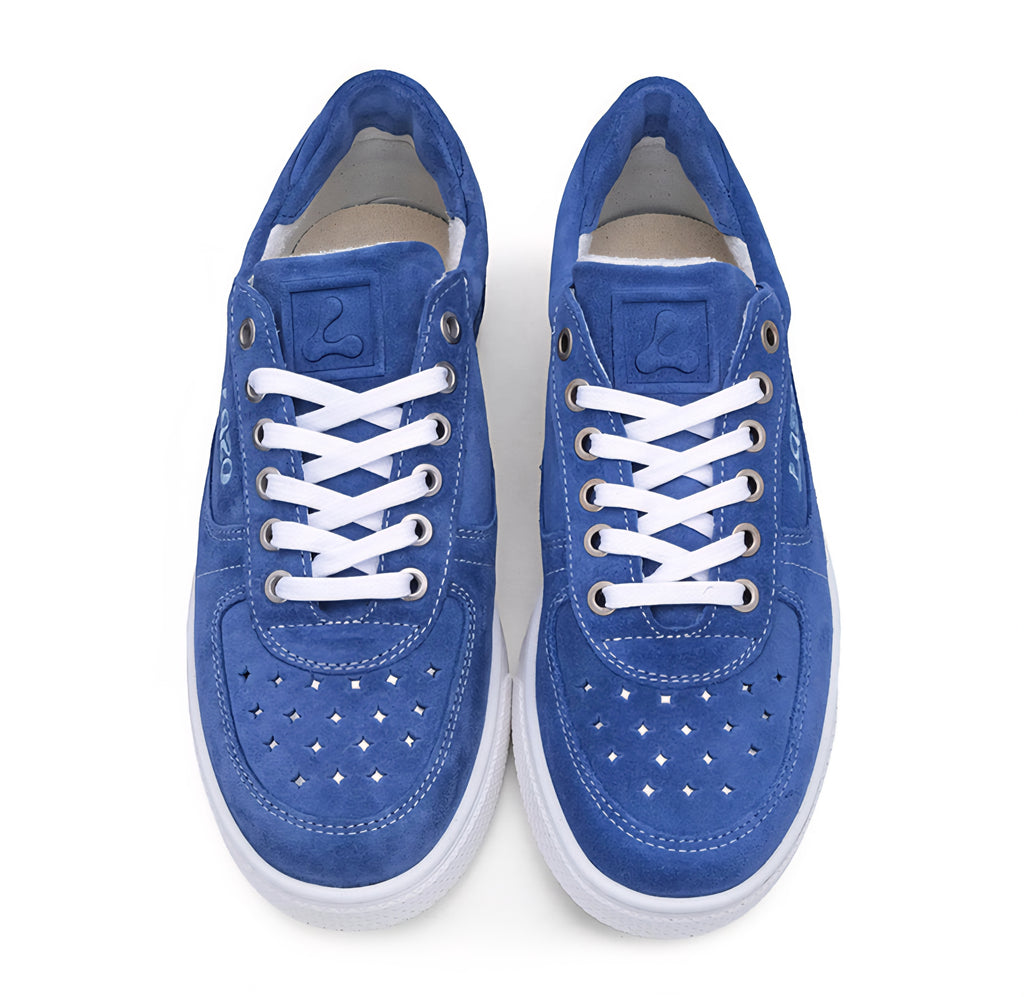 Lazo Women's Hypernova Sneaker Blue Suede Colorway On White Laces and Rubber Sole