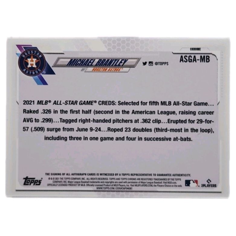 Michael Brantley Houston Astros 2021 TOPPS CHROME "Update ASG" Autograph Silver-Fractor Card