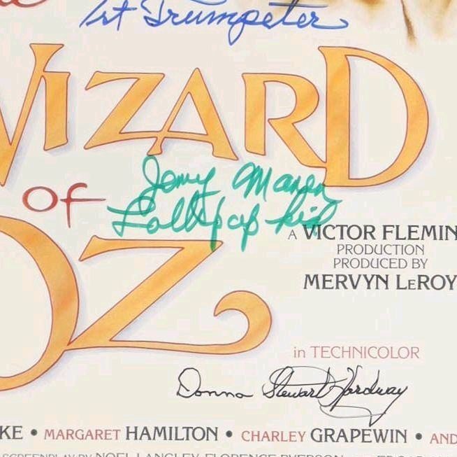 Legendary Musical Fantasy 1939 Film "The Wizard of Oz" 16"x24" Poster Signed & Inscribed By 4 Cast Members Mickey Carroll / Jerry Maren / Karl Slover / Donna Stewart Hardway (JSA)