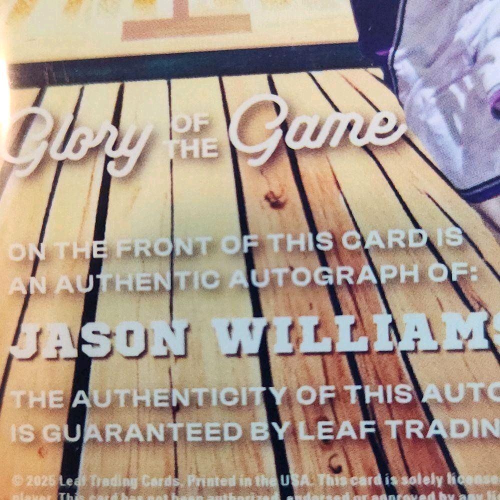 Jason Williams Autographed 2025 Leaf Glory Of The Game "Glory Days" 03/40 Trading Card