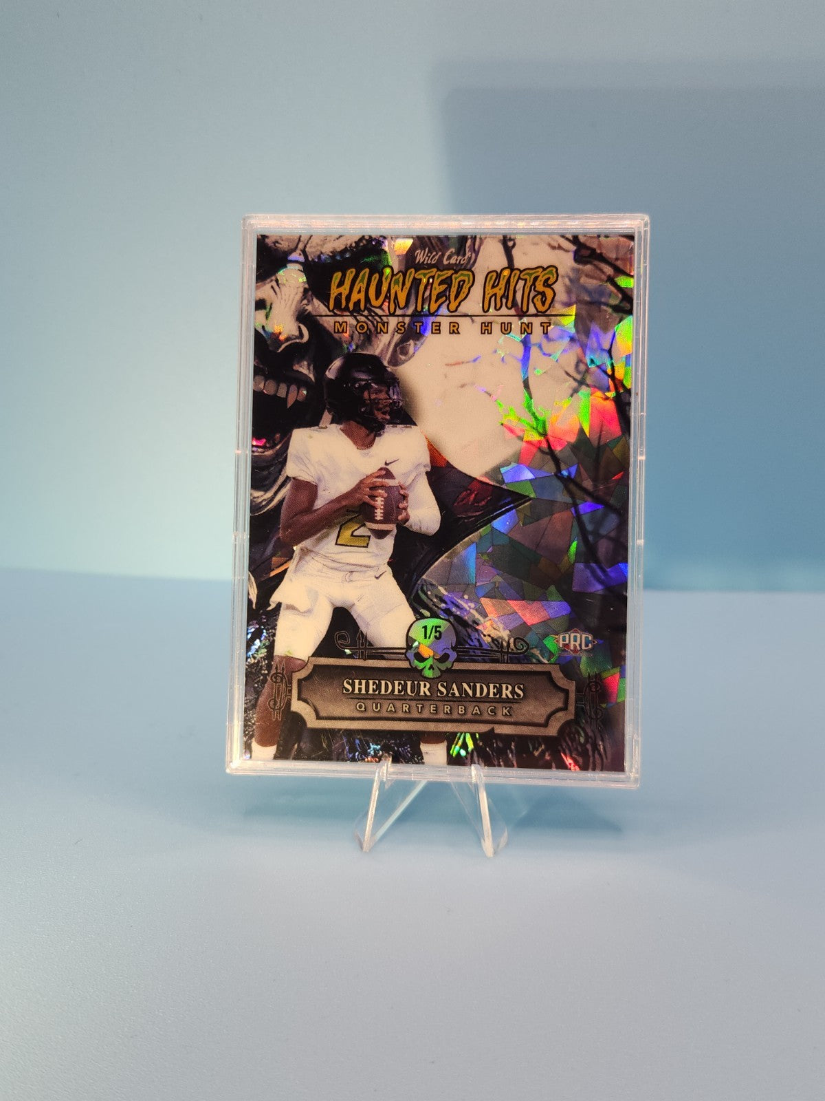 Shedeur Sanders 2024 WC Haunted Hits Monster Hunt Cracked Ice 1/5 Rookie Card