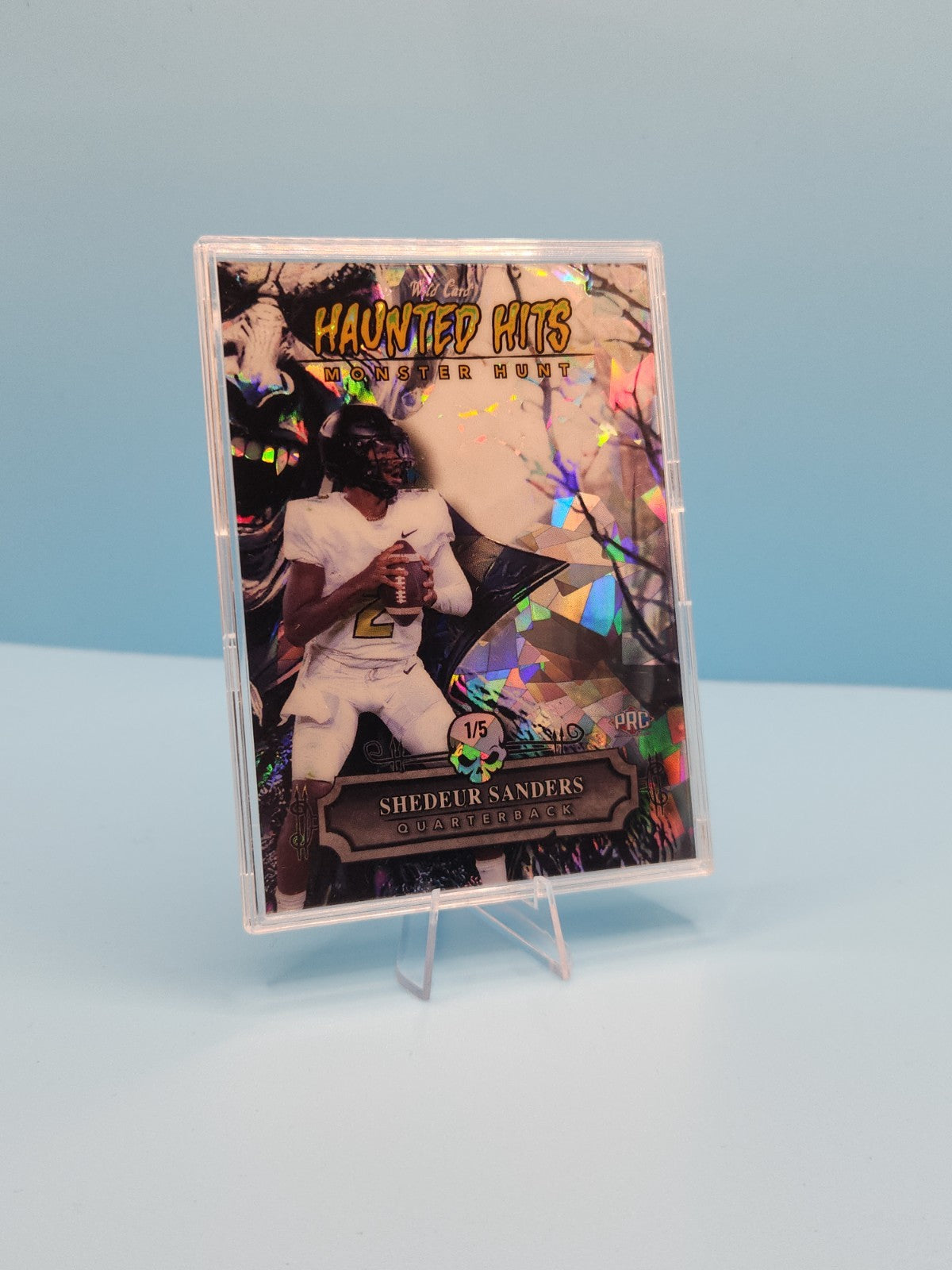Shedeur Sanders 2024 WC Haunted Hits Monster Hunt Cracked Ice 1/5 Rookie Card