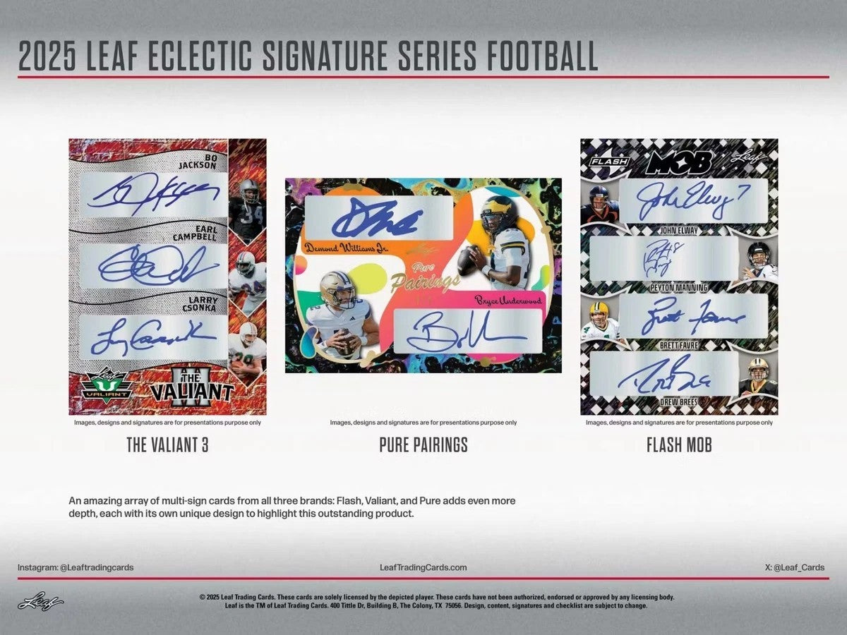 2025 Leaf Eclectic Signature Series Football Mythical 1 of 1 Proof Card Pack (1 Card per sealed pack)