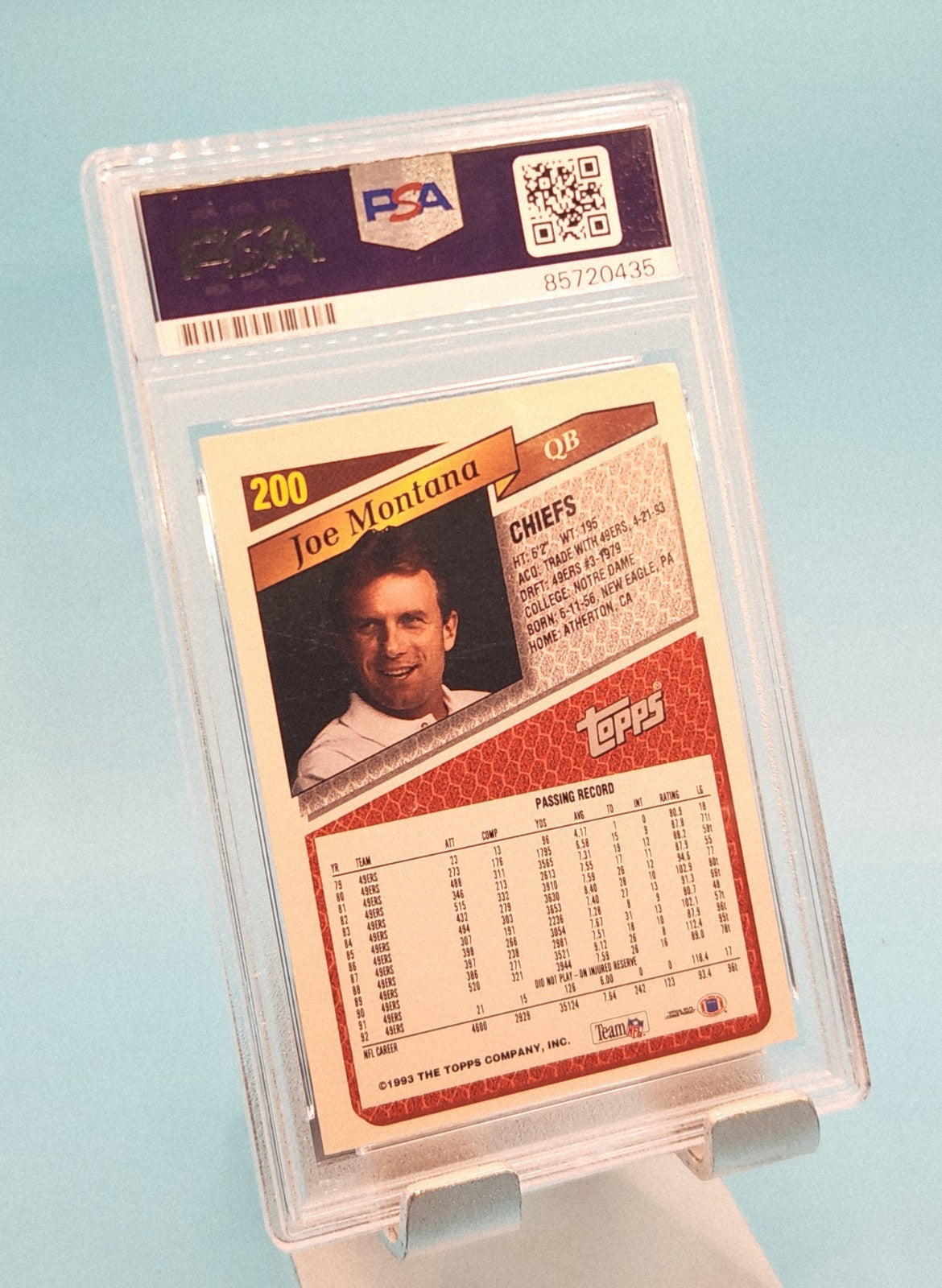Joe Montana NFL Legend 1993 Topps Autograph Card #200 (PSA/DNA)