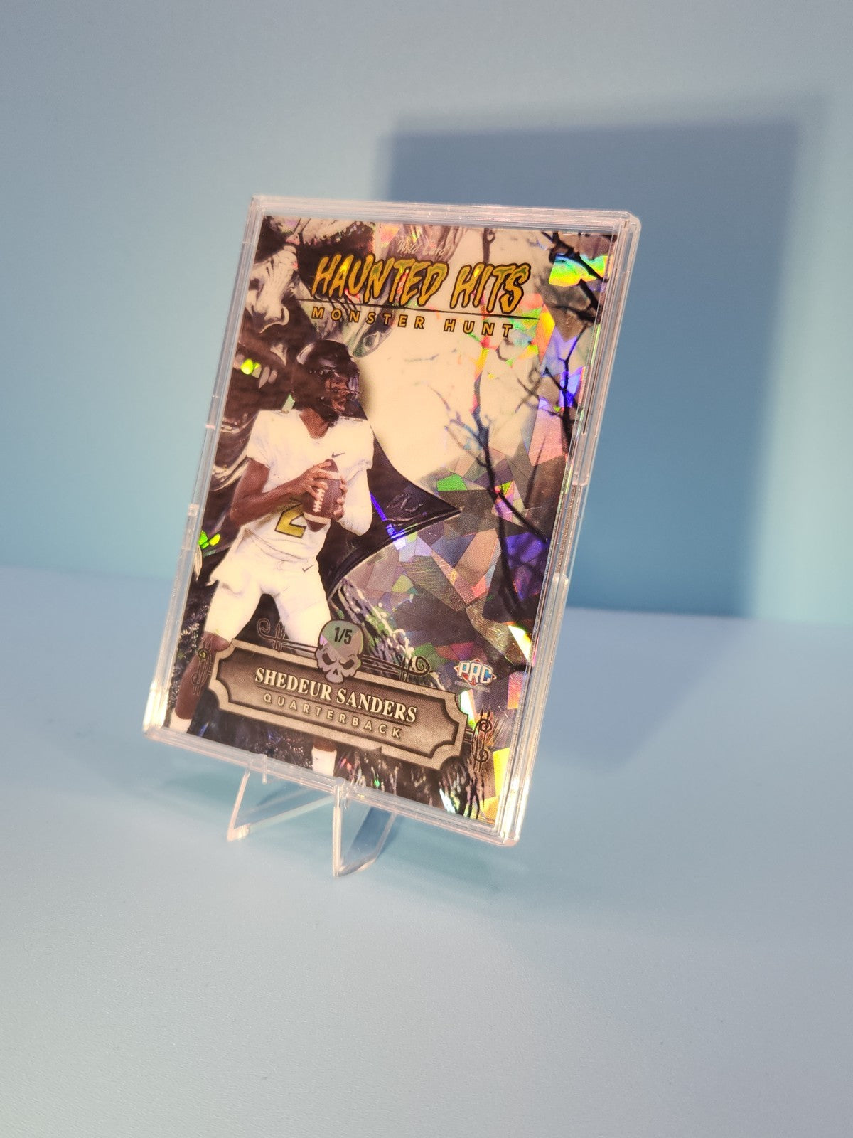 Shedeur Sanders 2024 WC Haunted Hits Monster Hunt Cracked Ice 1/5 Rookie Card