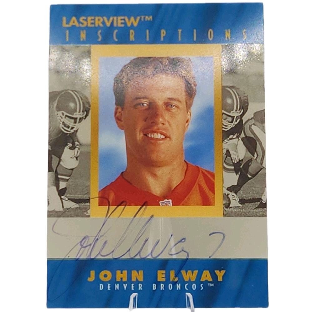 John Elway Denver Broncos - 1996 Pinnacle "Laserview Autographs" Autographed & Inscribed to 1096 of 3100 Trading Card (Card Year to card number match)