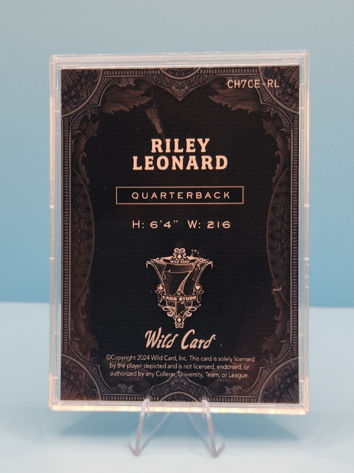 Riley Leonard 2024 WC 7 Card Studs Heart 3/3 Green Prizm PRC Rookie Card