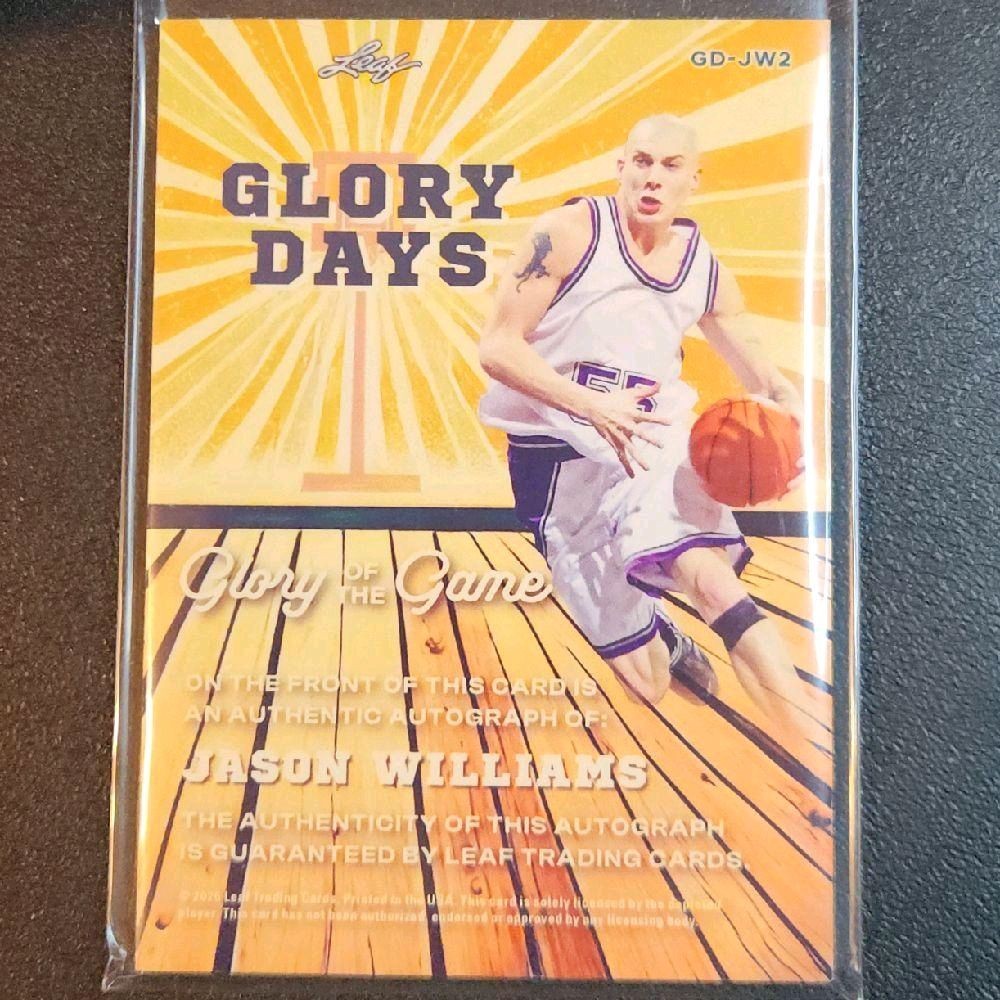Jason Williams Autographed 2025 Leaf Glory Of The Game "Glory Days" 03/40 Trading Card