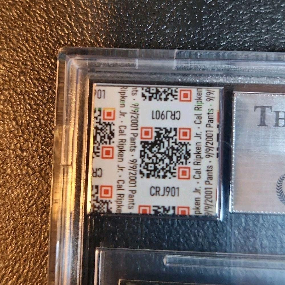 Cal Ripken Jr Baltimore Orioles Game-Worn Swatch "dated 9/9/2001," Retirement Season - 1996 Upper Deck Collector's Choice "Ripken Collection" #10 Mint Card, By Jersey Fusion