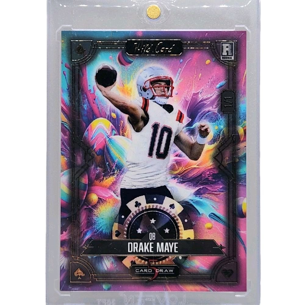 Drake Maye New England Patriots 1 of 1 - 2024 Wild Card "Card Draw 5 Pink Swirl Easter Eggs" New Rookie Card