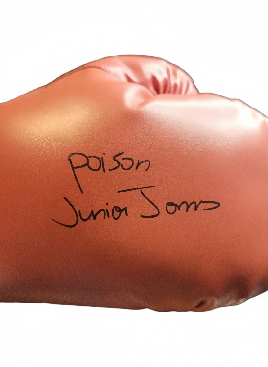 Junior Jones The "Poison" Autographed / Signed Red Everlast Boxing Glove (Schwartz Certificatified)