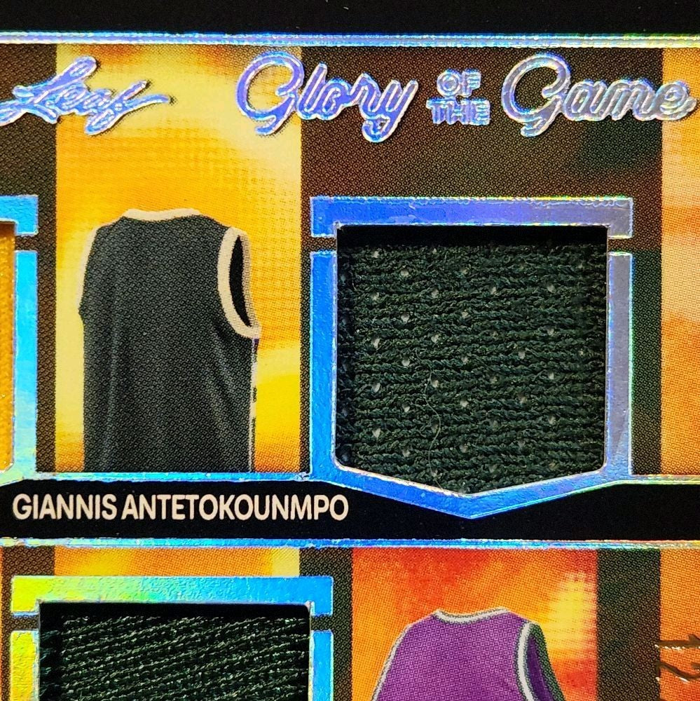Giannis / Abdul-Jabbar / Robinson / Allen 2025 Leaf Glory Of The Game "The Franchise 4" 12/35 Quad Game-Worn Jersey Card